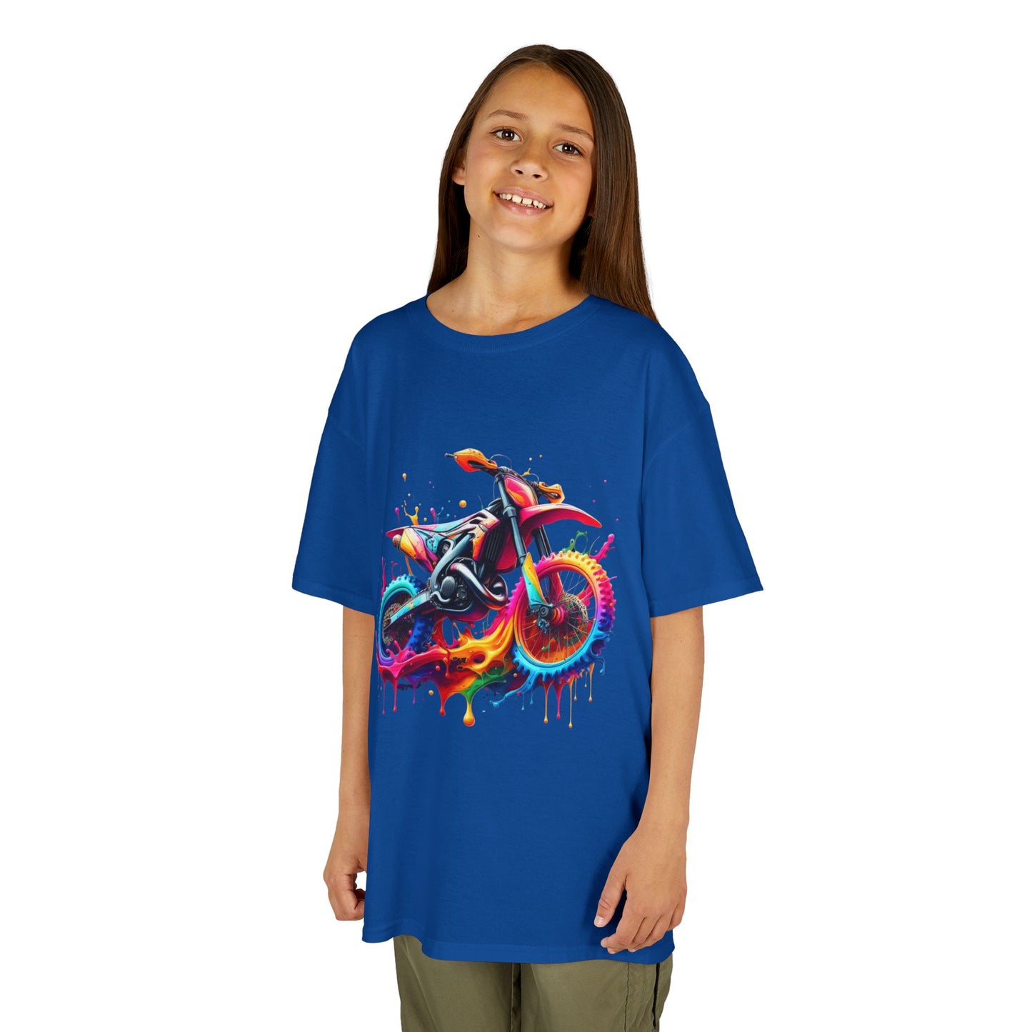 Kids' Motorcycle Graphic Tee - Vibrant Splash Design
