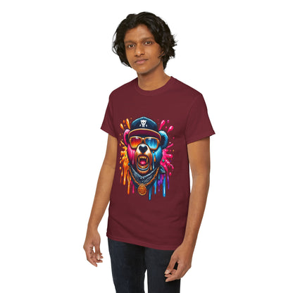 Vibrant Bear Graphic Unisex Heavy Cotton Tee - Casual Streetwear for Everyday Style