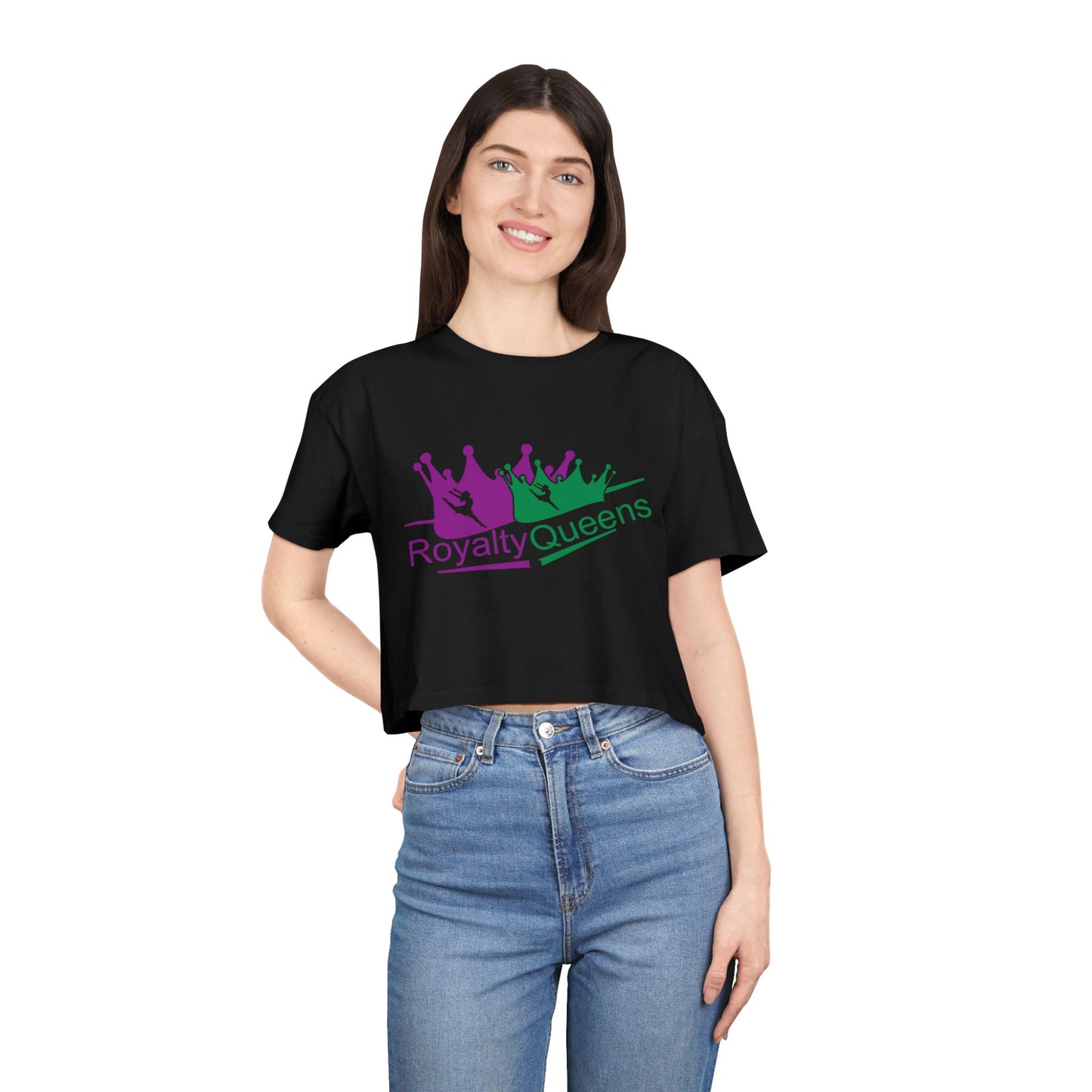 Royalty Queens Women's Crop Tee, Fun Party Top, Stylish Streetwear, Gift for Her, Casual Summer Wear, Trendy Graphic Tee