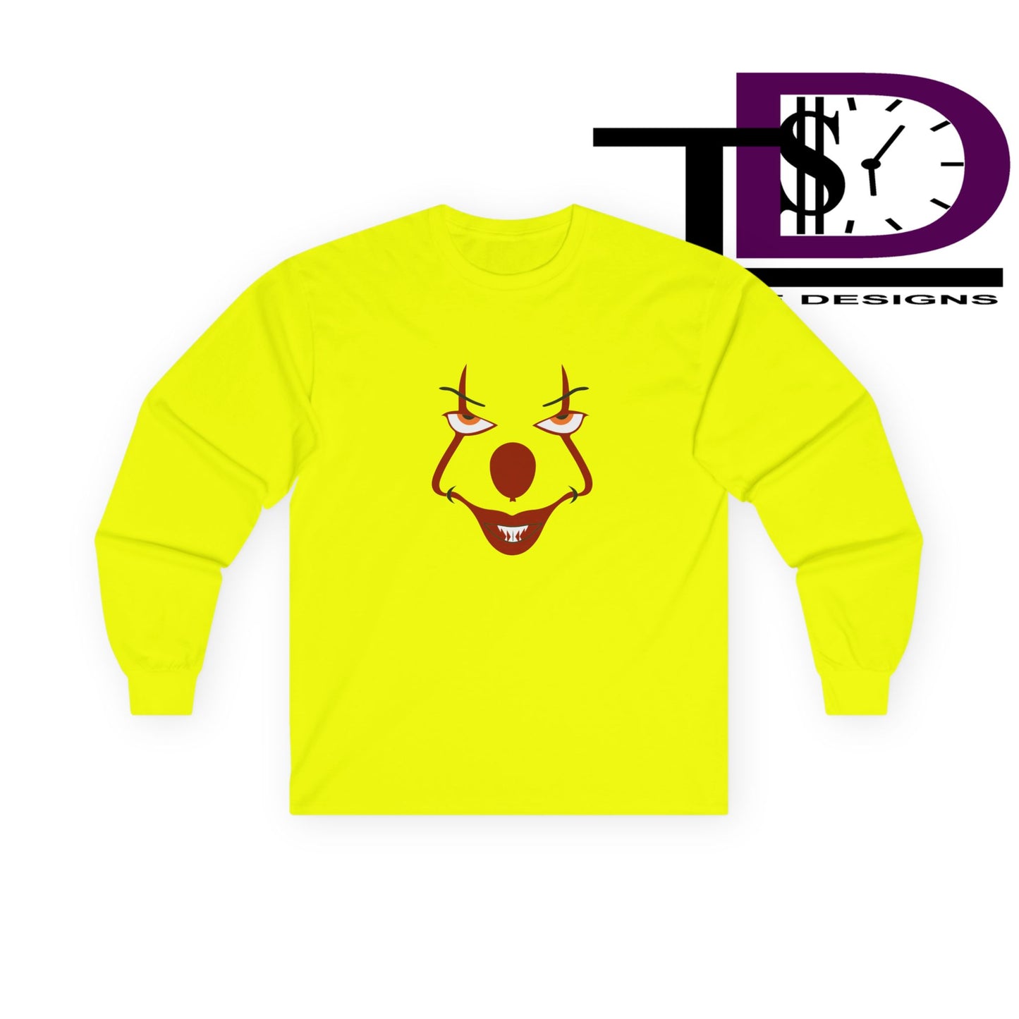 Creepy Clown Long Sleeve Tee, Halloween Shirt, Spooky Gift, Horror Fan Apparel, Unisex Cotton Tee