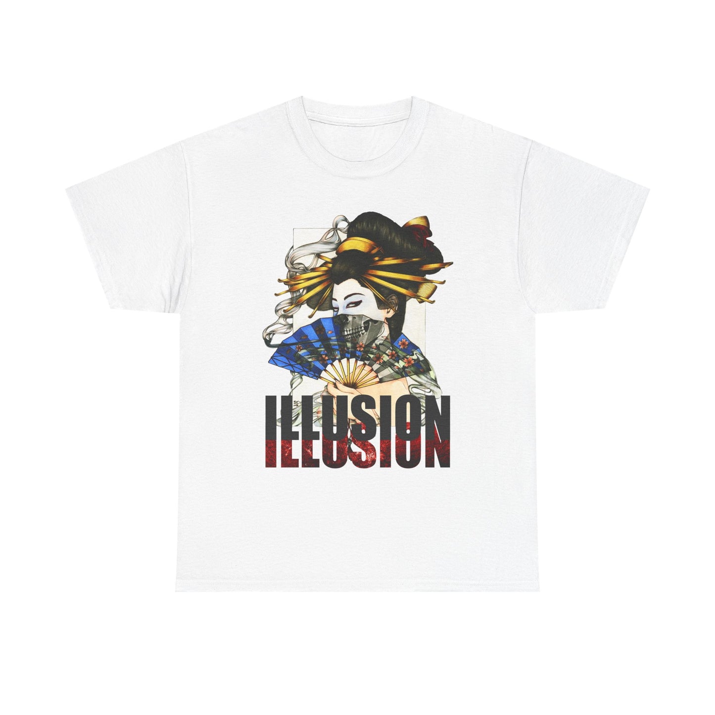 Unisex Heavy Cotton Tee - Illusion Design - Artistic Fan Graphic Tee for Casual Wear