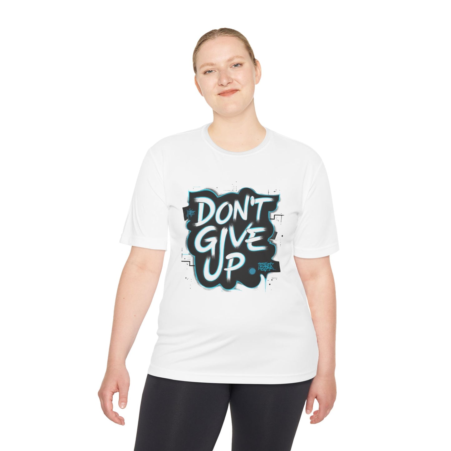 Motivational Wicking Tee – Don't Give Up, Gym Shirt, Fitness Apparel, Inspirational Top, Workout Gear, Casual Wear