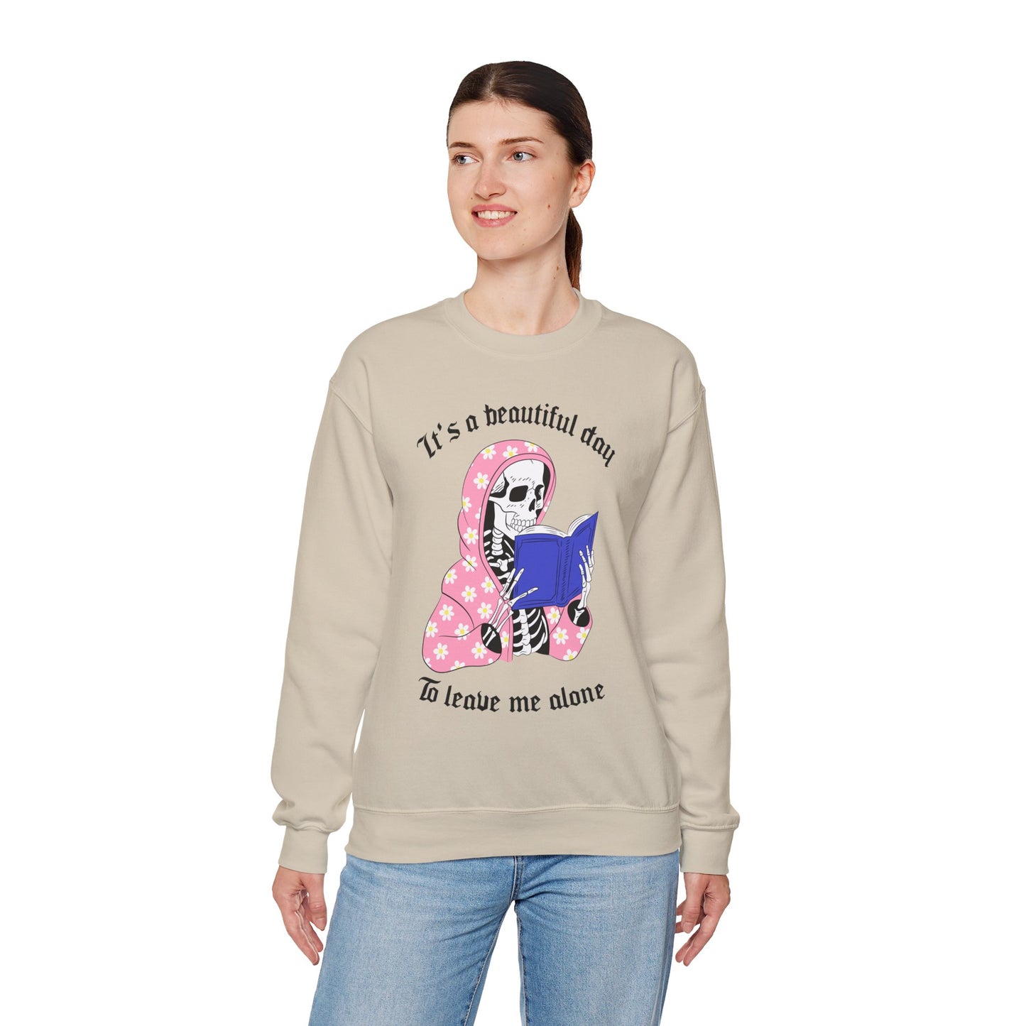 Unisex Heavy Blend™ Crewneck Sweatshirt - "It's a Beautiful Day to Leave Me Alone" Cozy Graphic