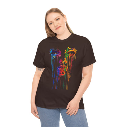 Artistic Rainbow Drip Unisex Heavy Cotton Tee | Vibrant Fashion for Self-Expression