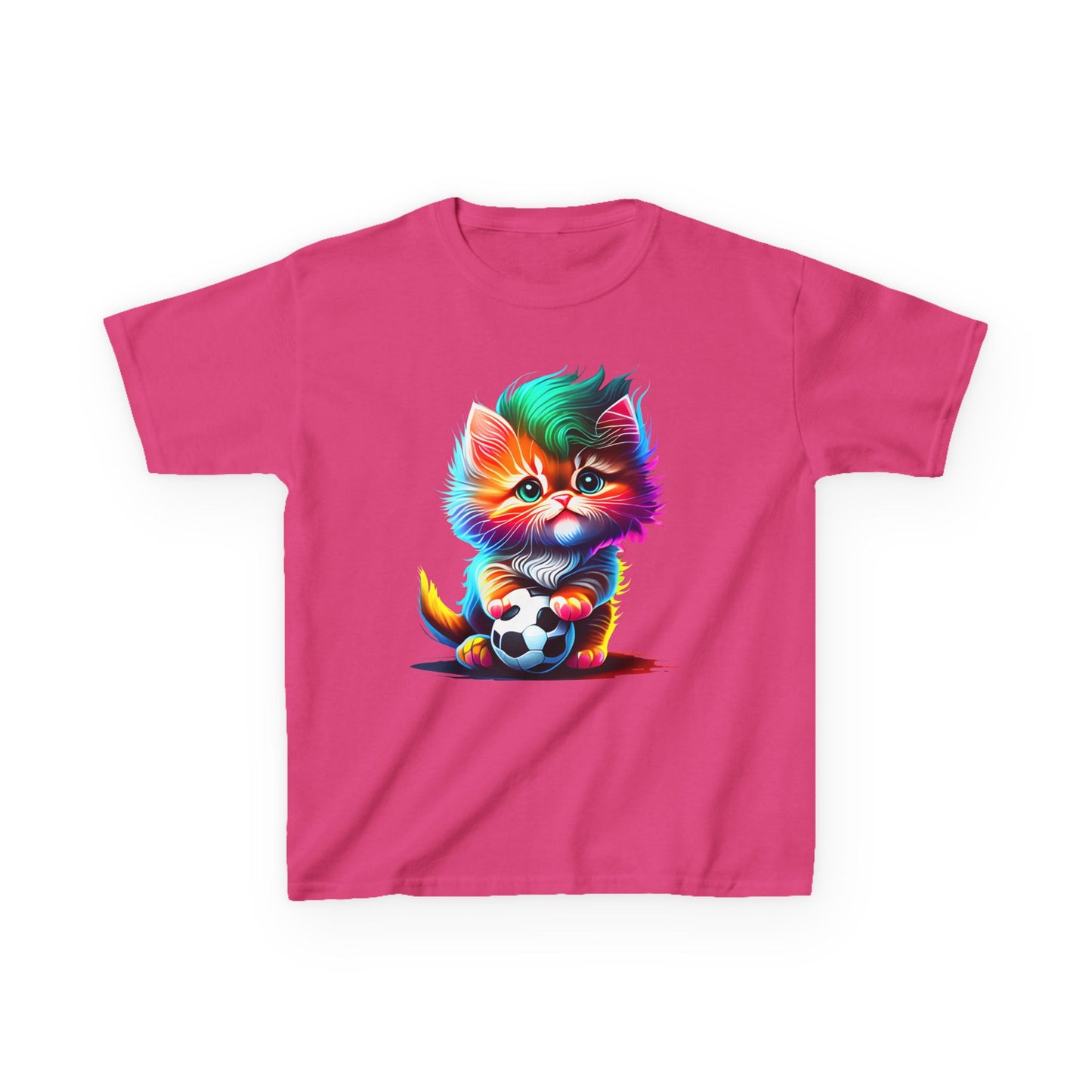 Colorful Cat Soccer Kids Heavy Cotton™ Tee