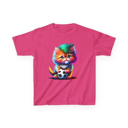 Colorful Cat Soccer Kids Heavy Cotton™ Tee