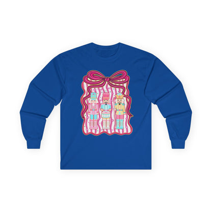 Long Sleeve Tee — Cute Kawaii Nutcracker Dolls with Bow Graphic
