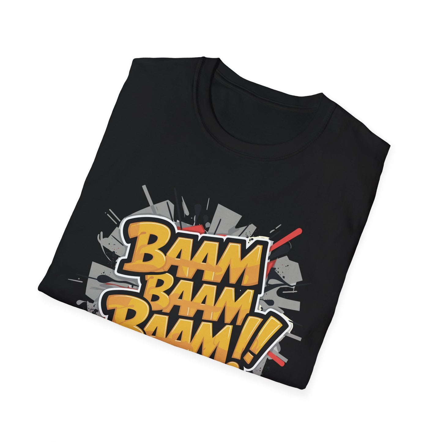 Bam Bam Bam Unisex Softstyle T-Shirt | Fun Graphic Tee for Casual Wear, Gift for Friends, Comic Fans, Birthday, Everyday Style