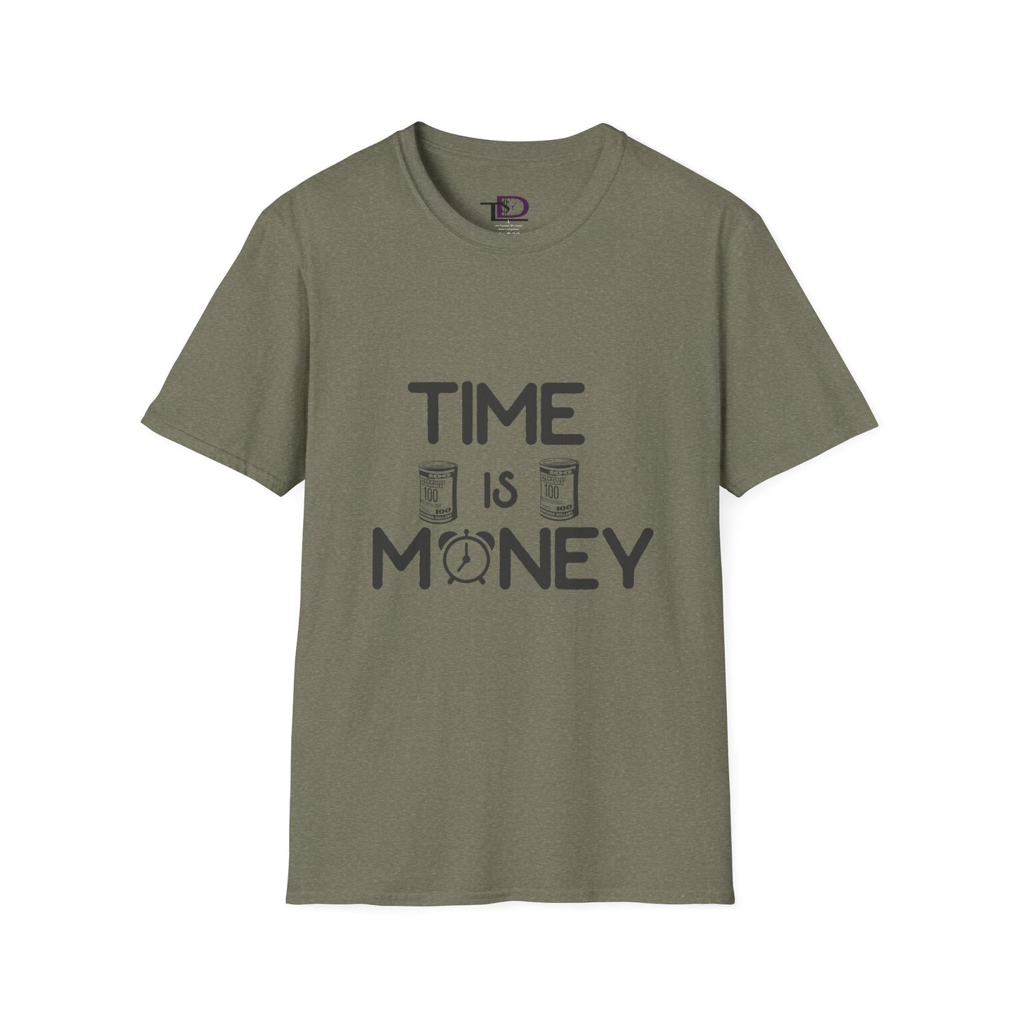 Inspirational Unisex Softstyle T-Shirt - "Time is Money" Statement Tee for Financial Motivators