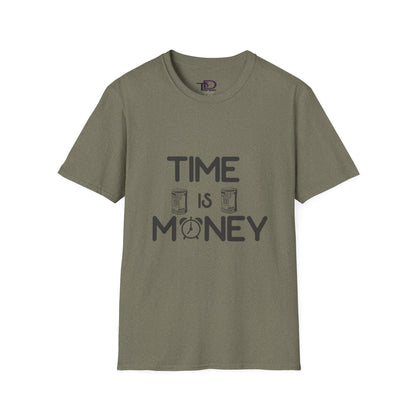 Inspirational Unisex Softstyle T-Shirt - "Time is Money" Statement Tee for Financial Motivators