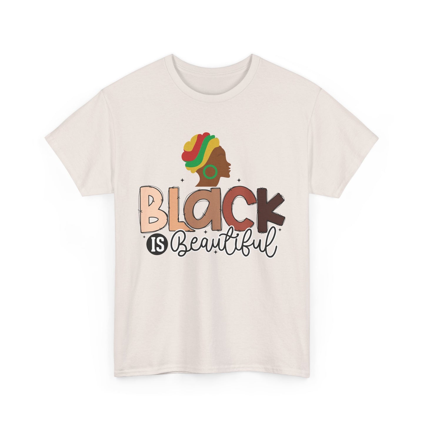 Black is Beautiful Unisex Heavy Cotton Tee, Inspirational T-Shirt, Diversity Apparel, Affirmation Clothing, Gift for Activists