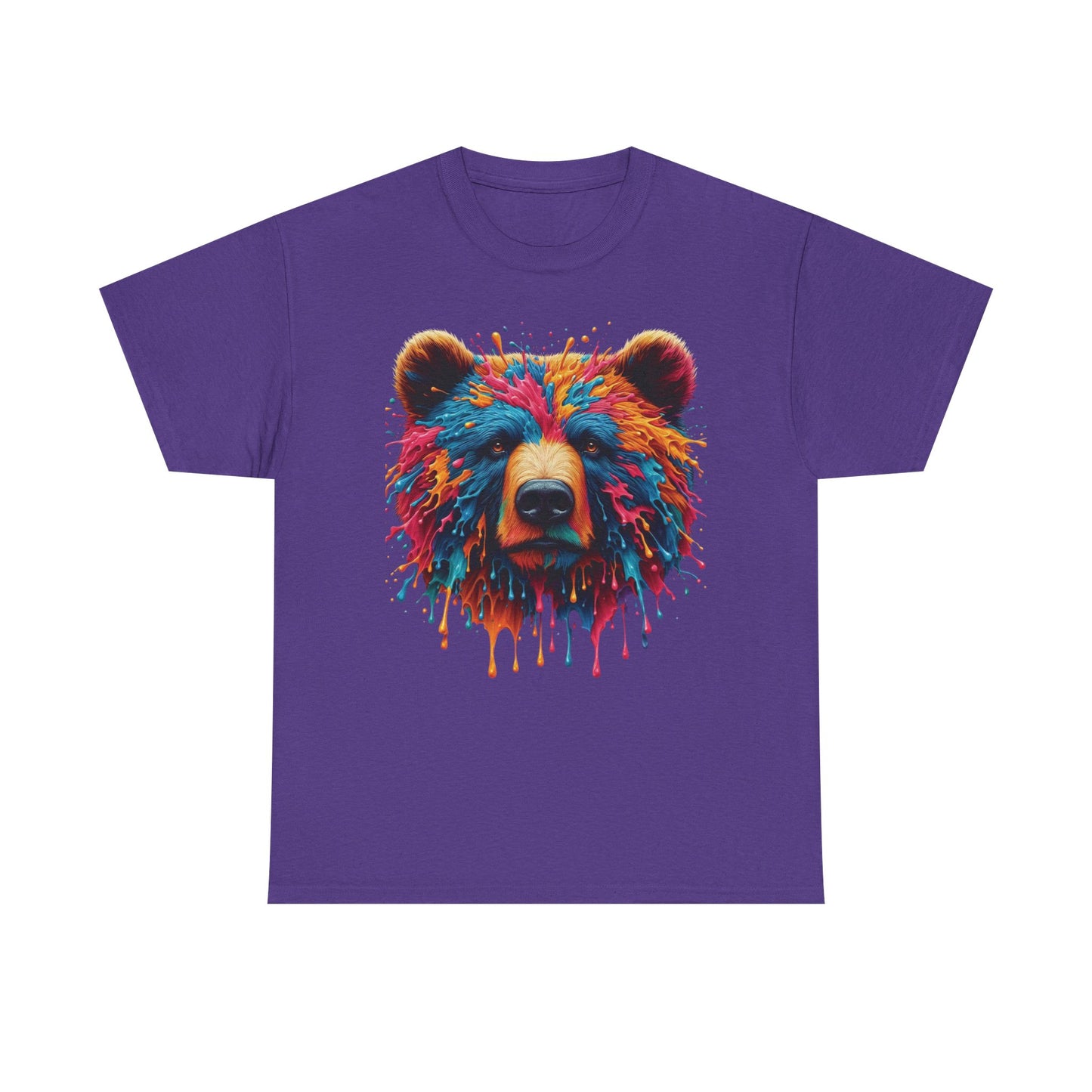 Colorful Bear Art Unisex Heavy Cotton Tee - Vibrant Graphic T-Shirt for Nature Lovers