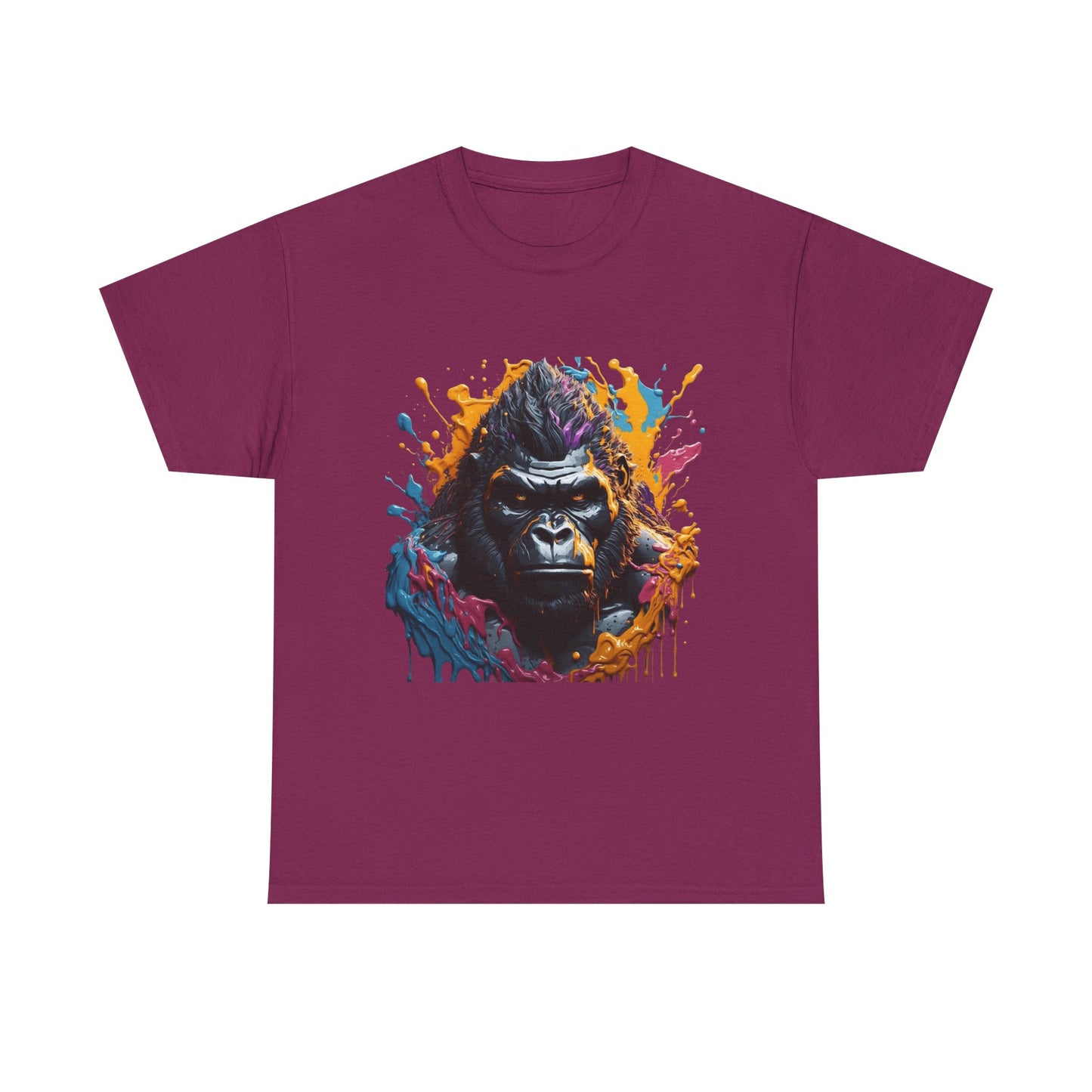 Colorful Gorilla Art Unisex Heavy Cotton Tee - Bold Graphic Tee for Animal Lovers