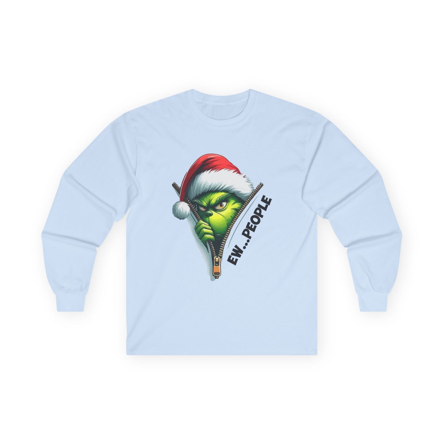 Grinch Peeking Long Sleeve Tee — "Evil People" Holiday Graphic
