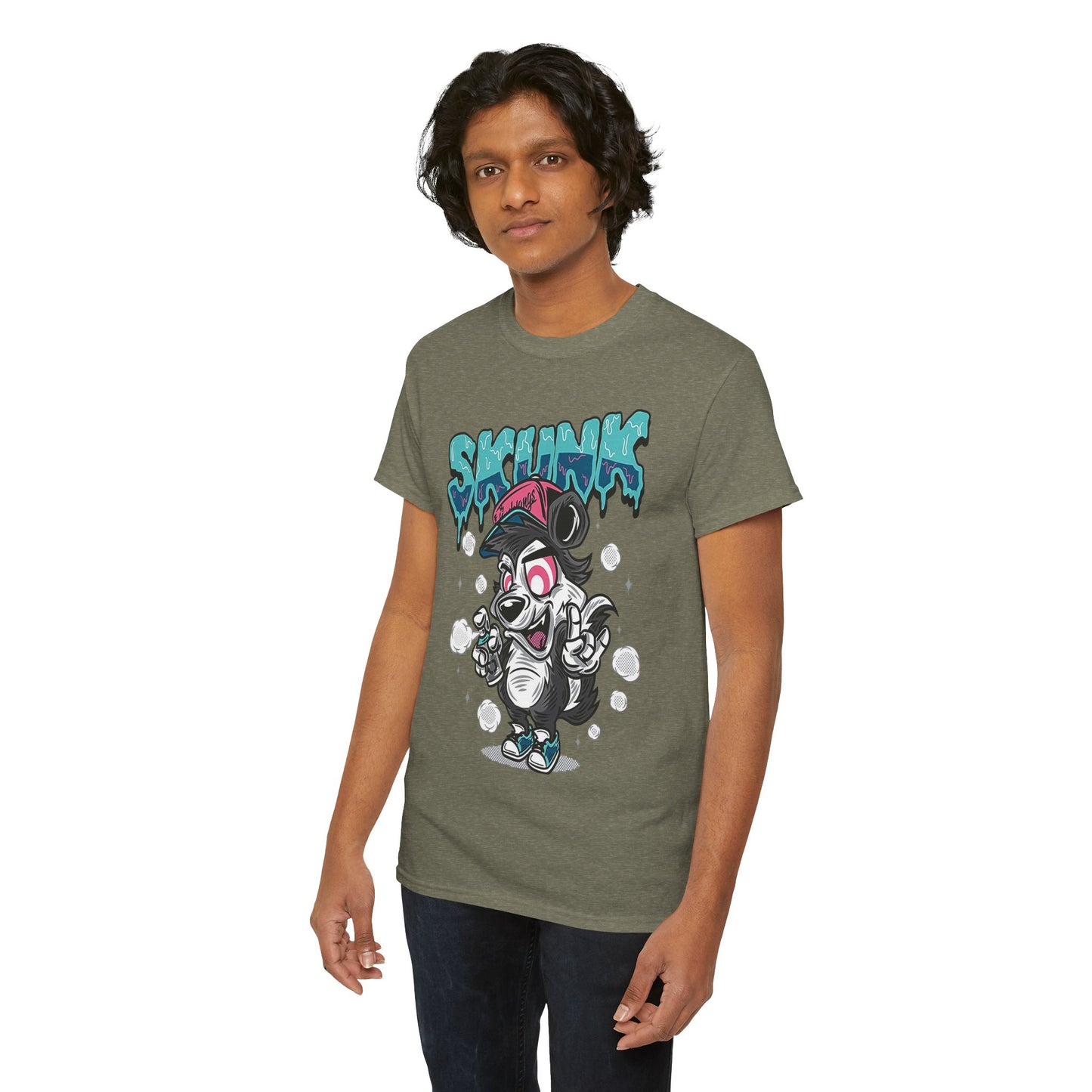 Cool Cartoon Graphic Tee - 'Skunk' Design, Unisex Heavy Cotton T-Shirt
