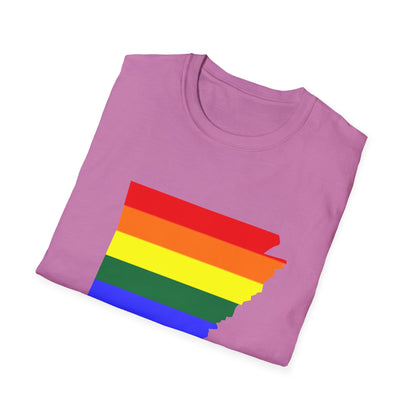 Pride Arkansas T-Shirt, Unisex Rainbow Tee, LGBTQ+ Apparel, Softstyle T-Shirt, Equality Shirt, Gift for Pride Month