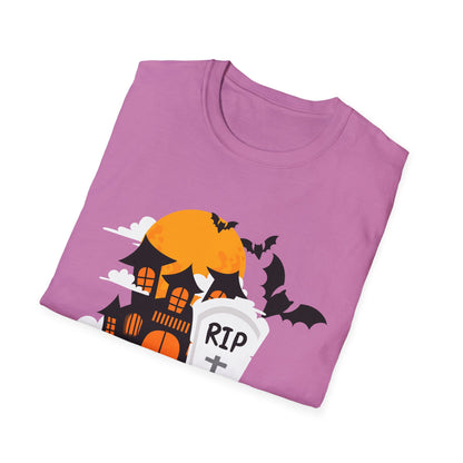 Spooky Halloween T-Shirt, Unisex Softstyle Tee, Pumpkin and Haunted House Design, Fun Fall Shirt, Perfect for Halloween Parties, Trick [...]