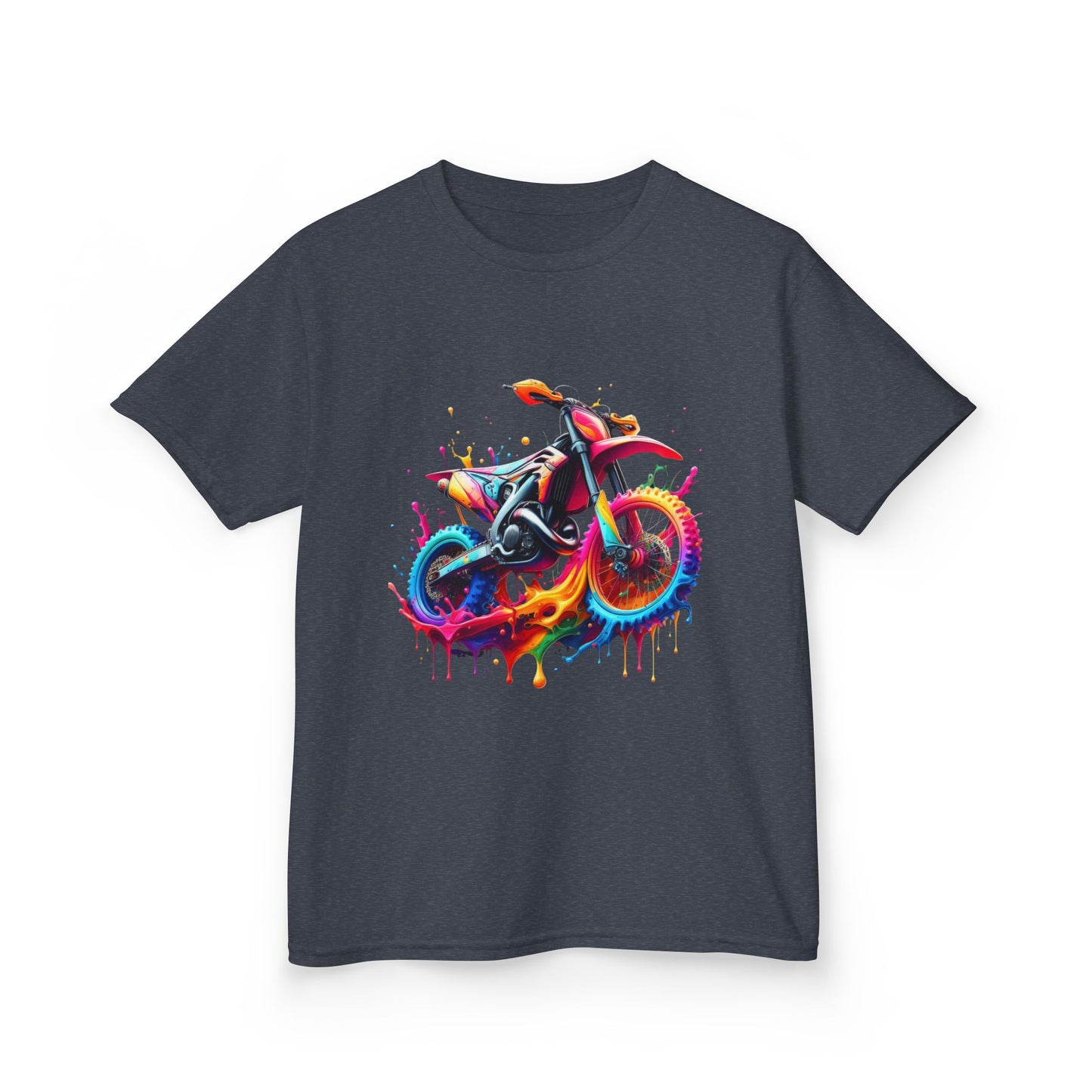 Kids' Motorcycle Graphic Tee - Vibrant Splash Design