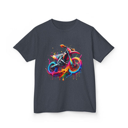 Kids' Motorcycle Graphic Tee - Vibrant Splash Design