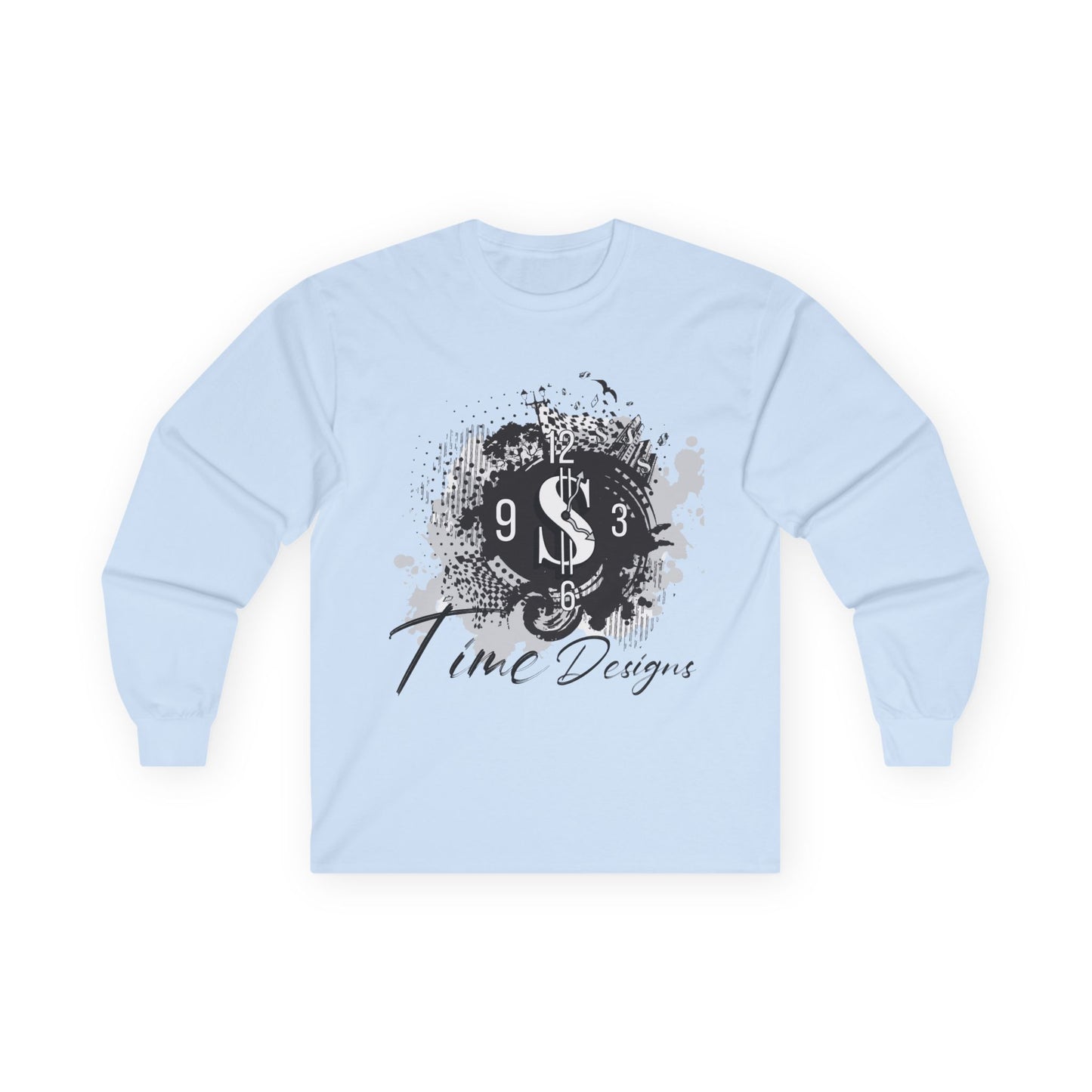 Stylish Unisex Long Sleeve Tee - Time Design with Dollar Sign
