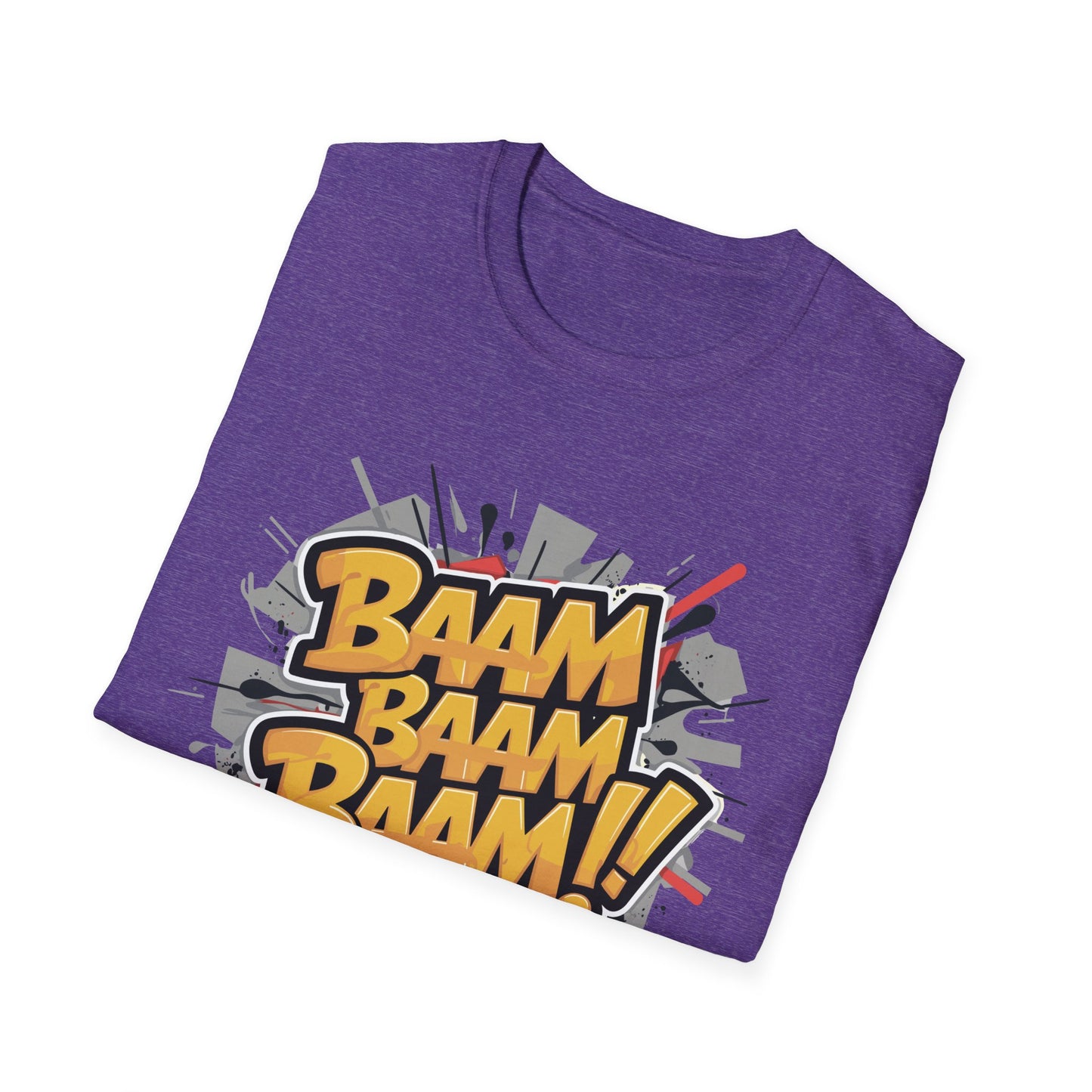 Bam Bam Bam Unisex Softstyle T-Shirt | Fun Graphic Tee for Casual Wear, Gift for Friends, Comic Fans, Birthday, Everyday Style