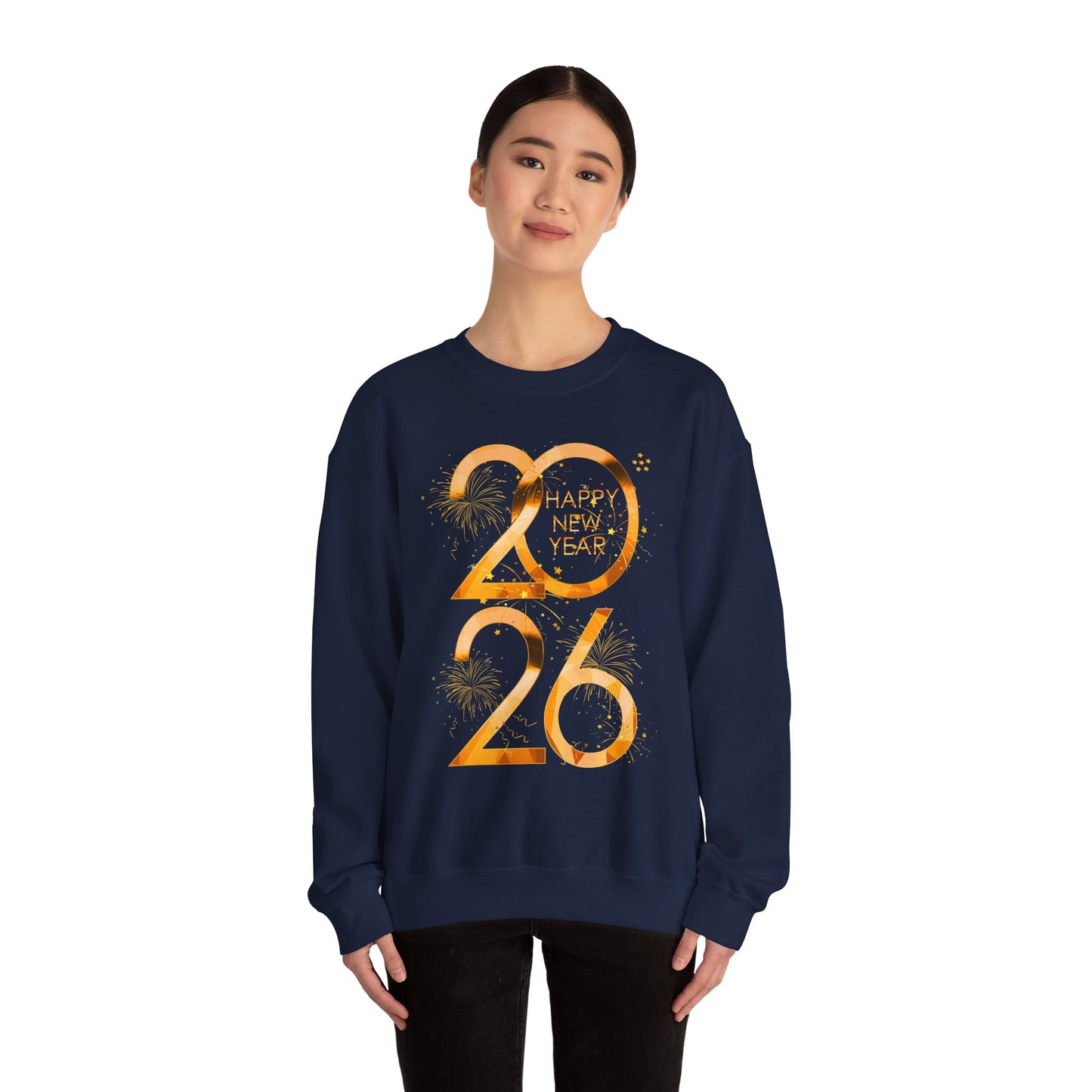 2026 Happy New Year Sweatshirt — Gold Foil Celebration Crewneck