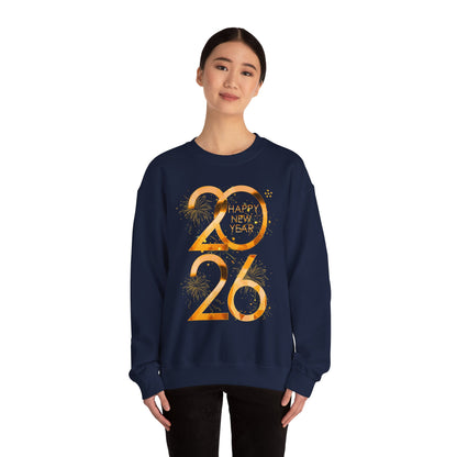 2026 Happy New Year Sweatshirt — Gold Foil Celebration Crewneck