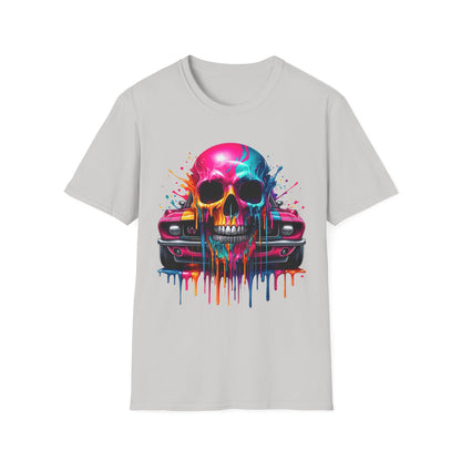 Vibrant Skull & Car Unisex Softstyle T-Shirt
