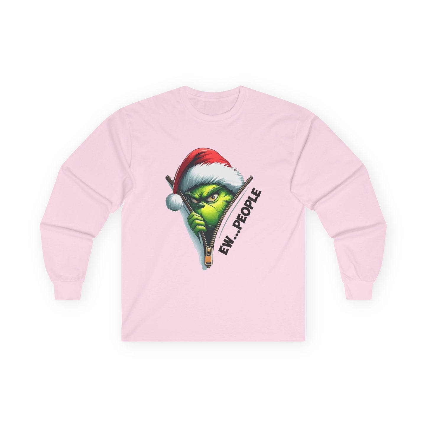 Grinch Peeking Long Sleeve Tee — "Evil People" Holiday Graphic