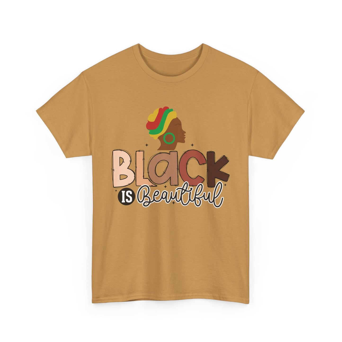 Black is Beautiful Unisex Heavy Cotton Tee, Inspirational T-Shirt, Diversity Apparel, Affirmation Clothing, Gift for Activists