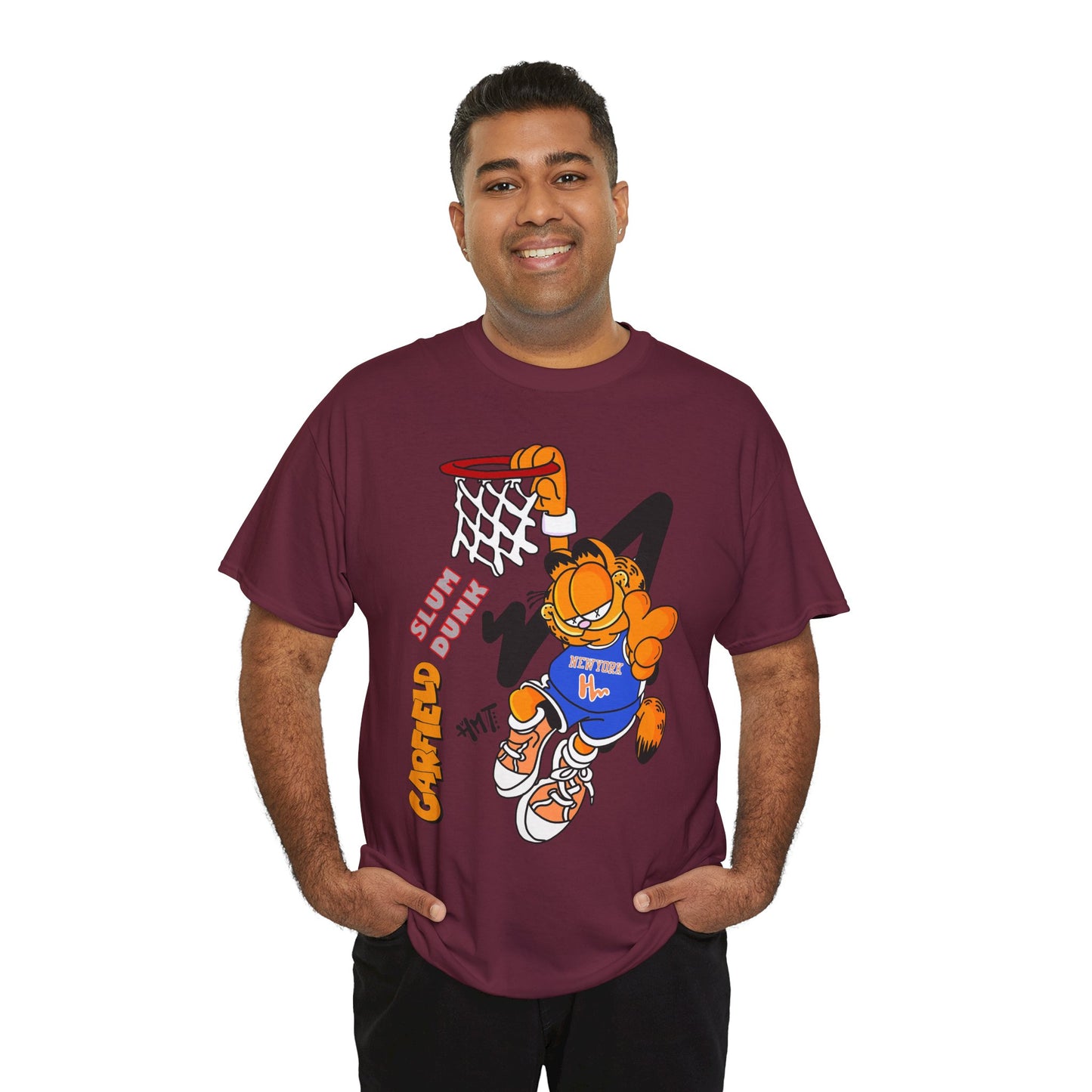 Garfield Basketball Unisex Heavy Cotton Tee - Fun Streetwear for Cat Lovers