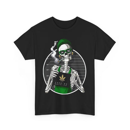 Edgy Skeleton Cannabis Tee | Unisex Heavy Cotton T-Shirt