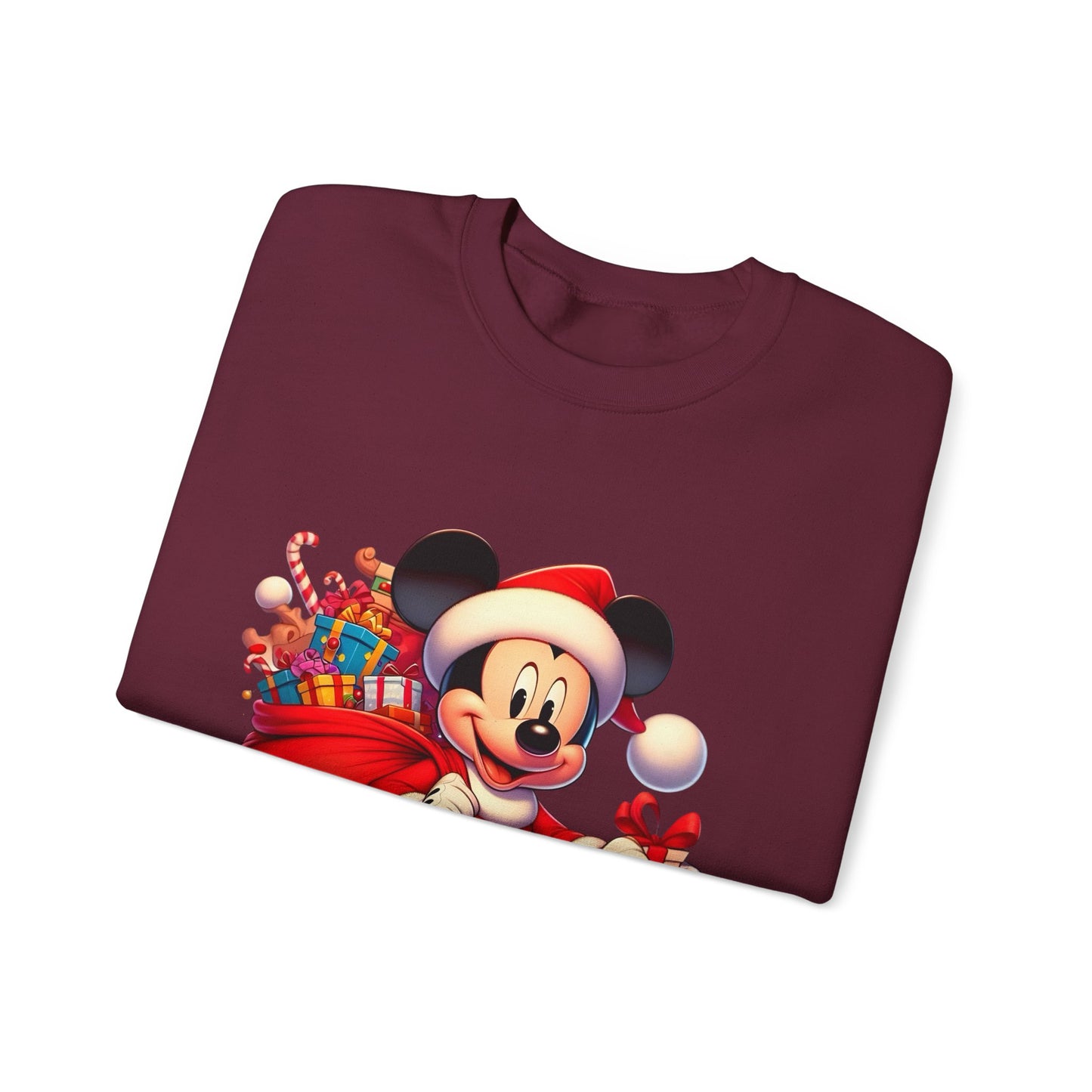 Christmas Mickey Crewneck Sweatshirt — Santa Mickey with Gifts Holiday Sweatshirt