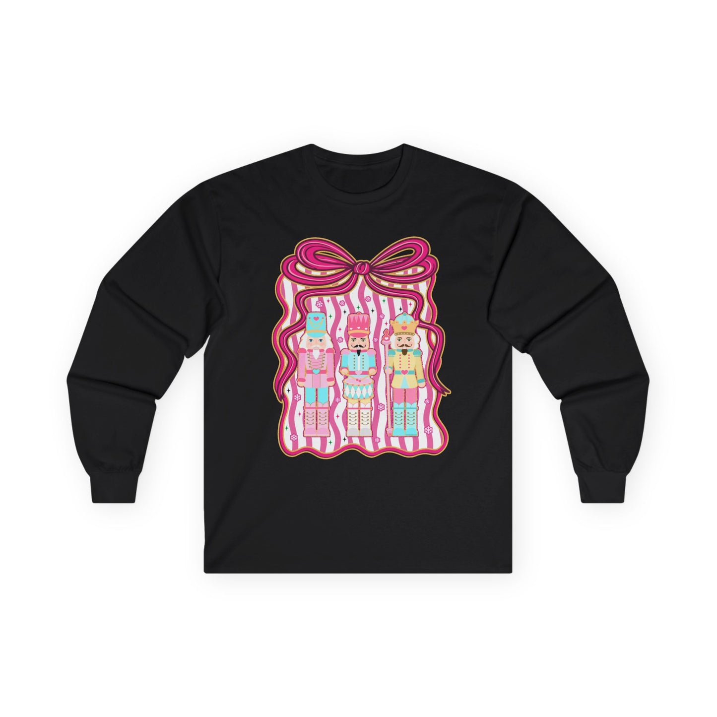 Long Sleeve Tee — Cute Kawaii Nutcracker Dolls with Bow Graphic