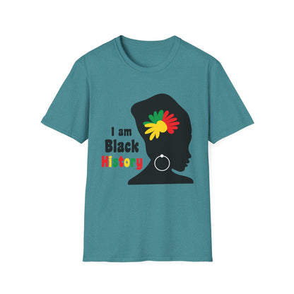 I Am Black History Unisex Softstyle T-Shirt | Black History Month Gift, Empowerment Shirt, Cultural Pride Tee, Education Awareness