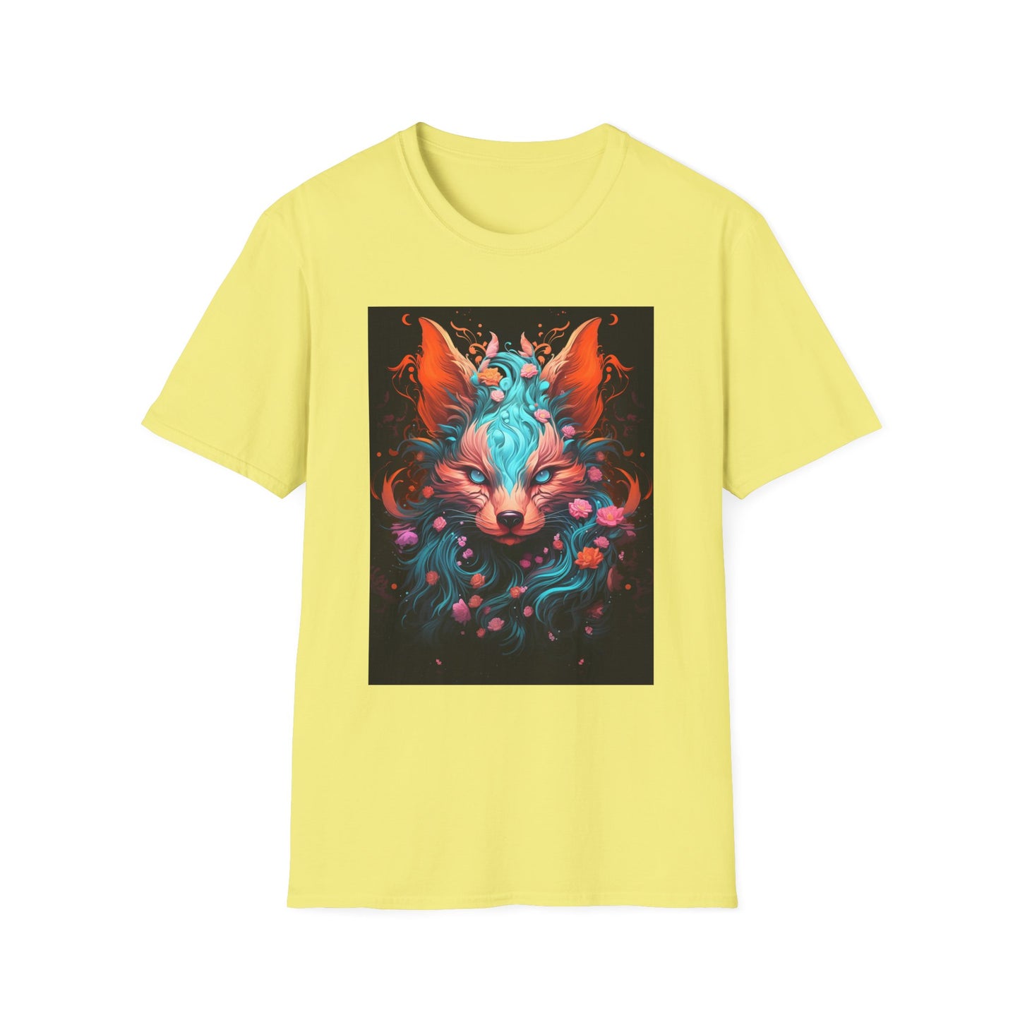 Vibrant Fox Floral Unisex Softstyle T-Shirt