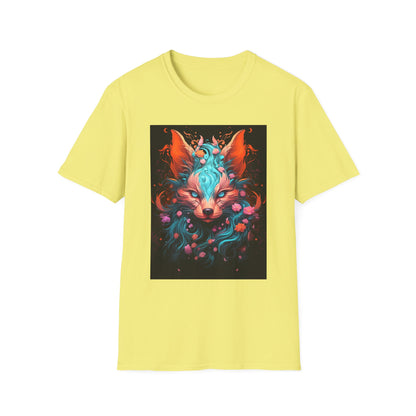 Vibrant Fox Floral Unisex Softstyle T-Shirt