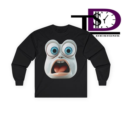 Shocking Face Long Sleeve Tee, Funny Unisex Shirt, Gifts for Friends, Casual Wear, Halloween Apparel, Graphic Tee