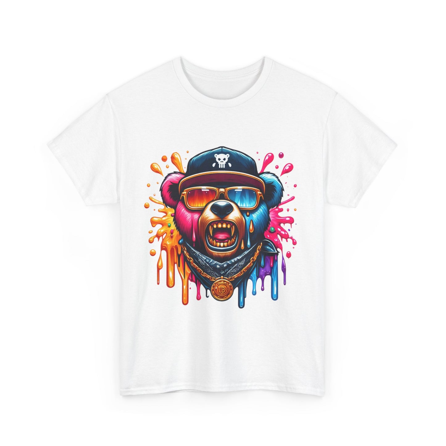 Vibrant Bear Graphic Unisex Heavy Cotton Tee - Casual Streetwear for Everyday Style