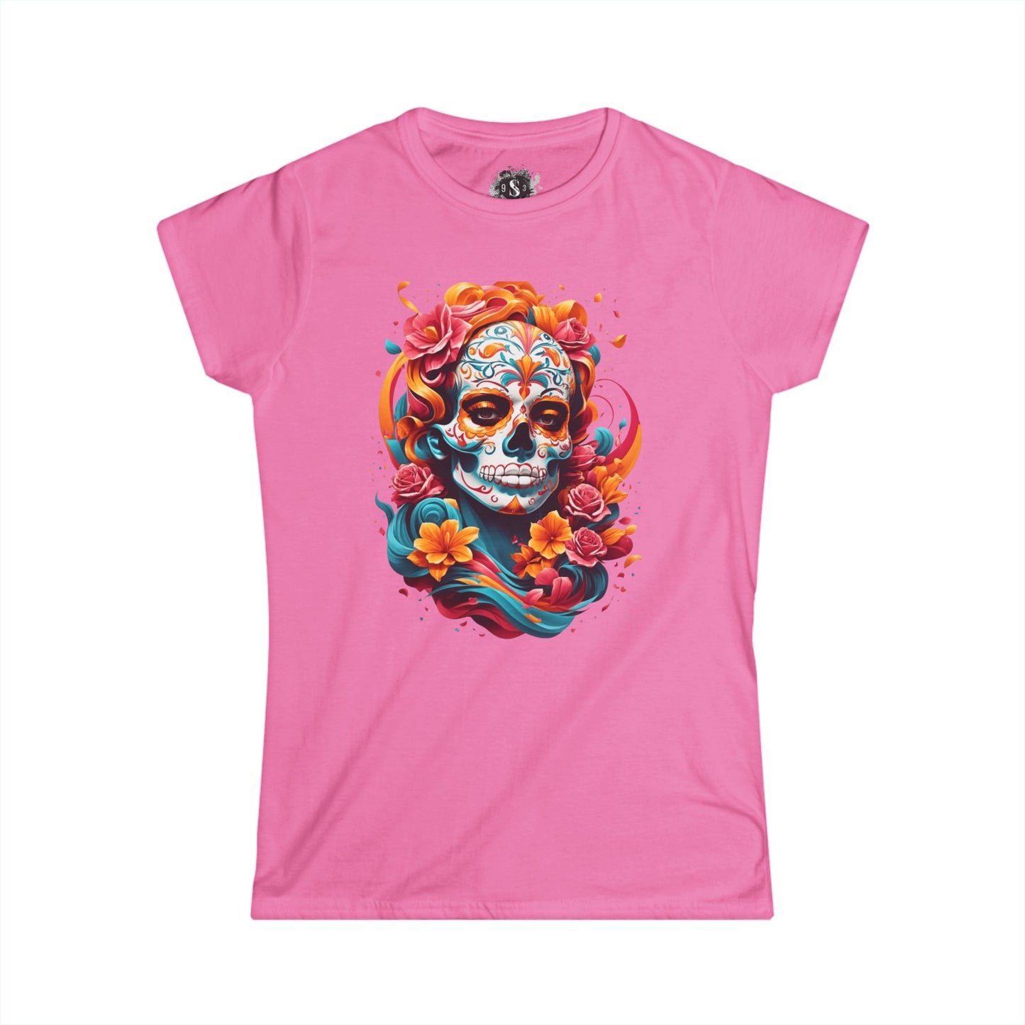 Colorful Day of the Dead Skull Women's Tee - Festival & Celebration Shirt