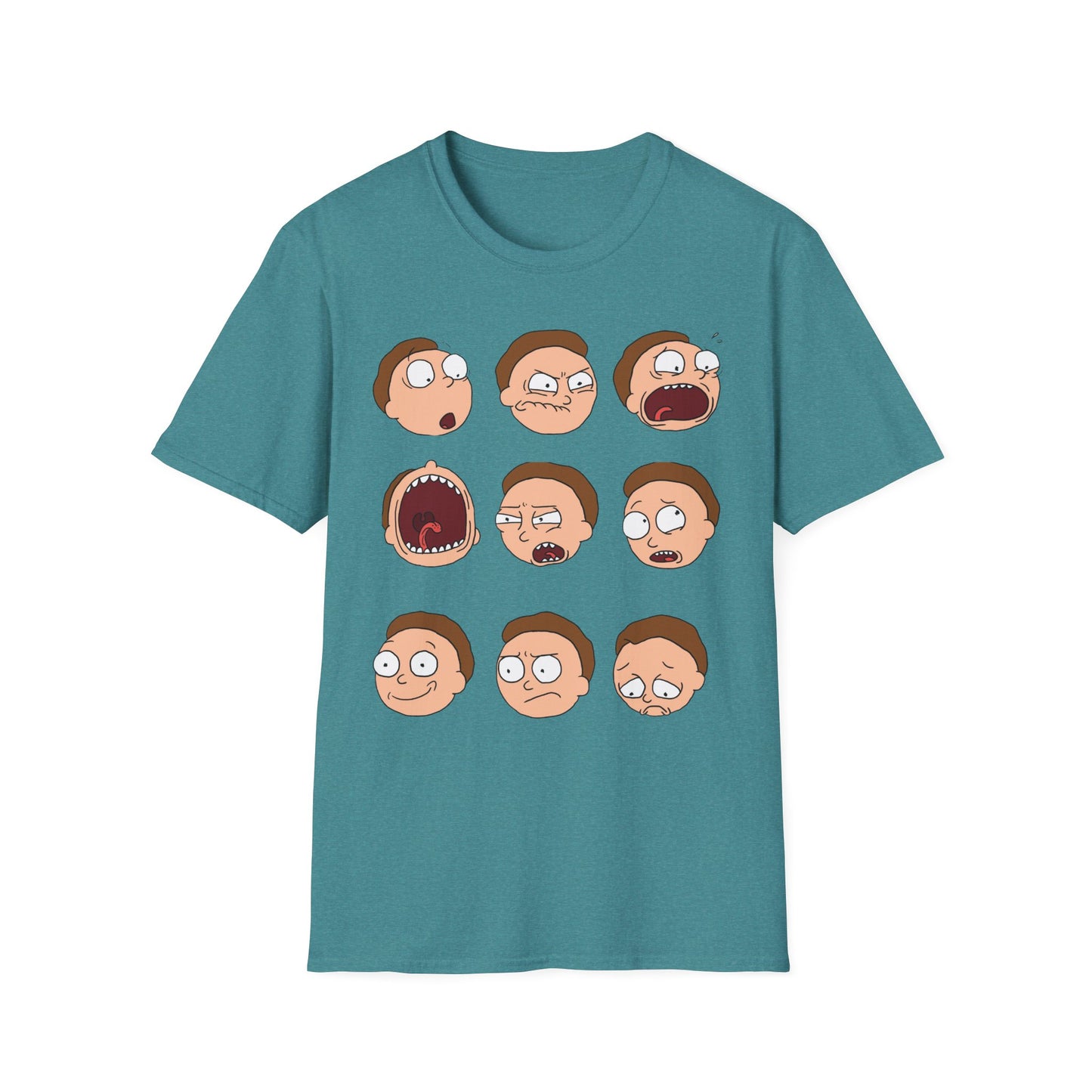 Funny Expressions Unisex Softstyle T-Shirt - Emotive Cartoon Faces