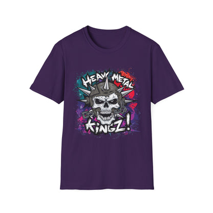 Heavy Metal Kingz Unisex Softstyle T-Shirt, Rock Music Tee, Gift for Metalheads, Concert Apparel, Edgy Graphic Shirt