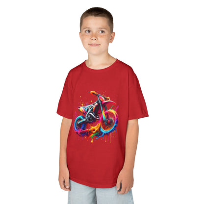 Kids' Motorcycle Graphic Tee - Vibrant Splash Design