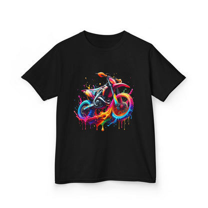 Kids' Motorcycle Graphic Tee - Vibrant Splash Design