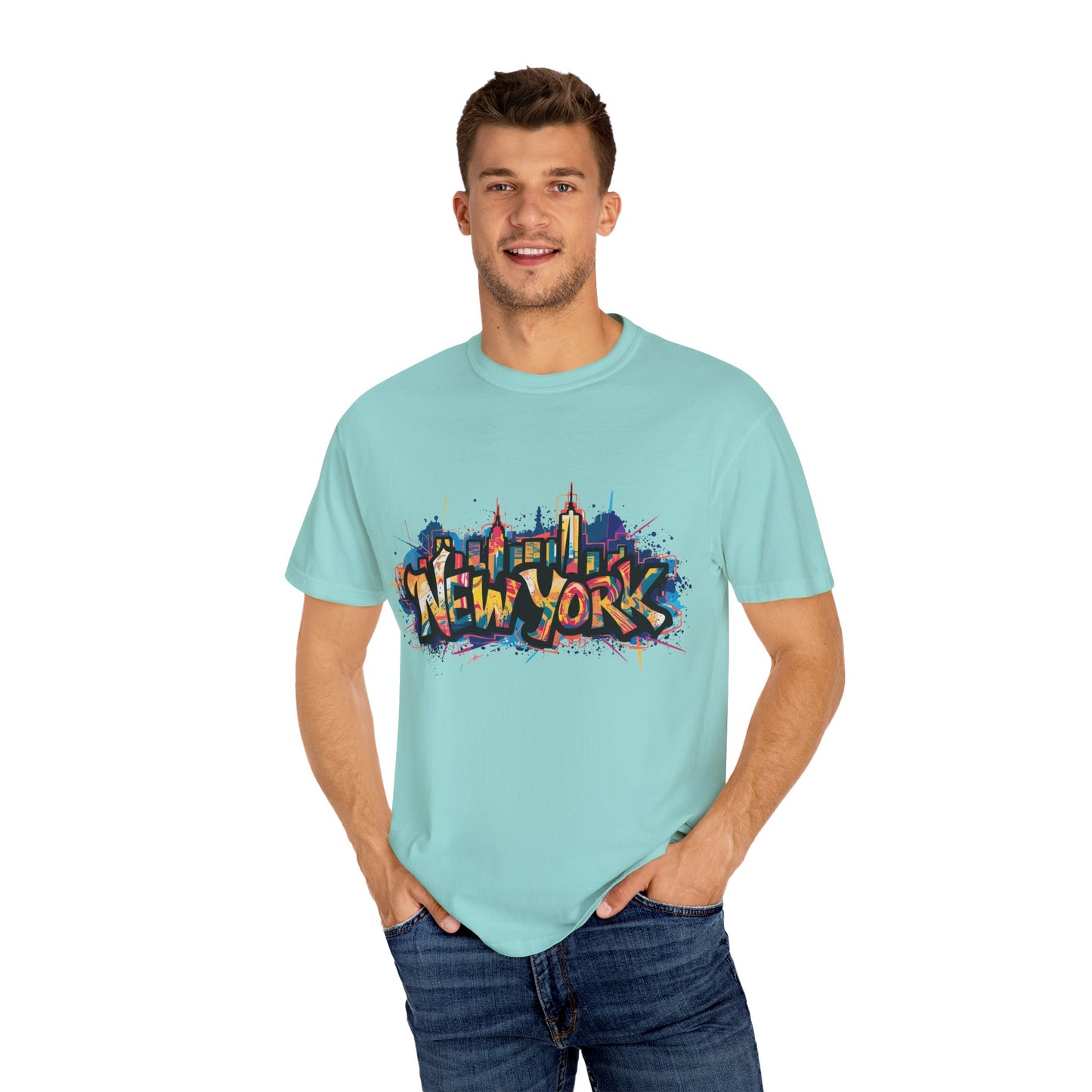 Colorful New York Graffiti T-Shirt, Streetwear Tee, City Vibe Shirt, Travel Souvenir Gift, Urban Fashion, Summer Outfit