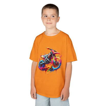 Kids' Motorcycle Graphic Tee - Vibrant Splash Design