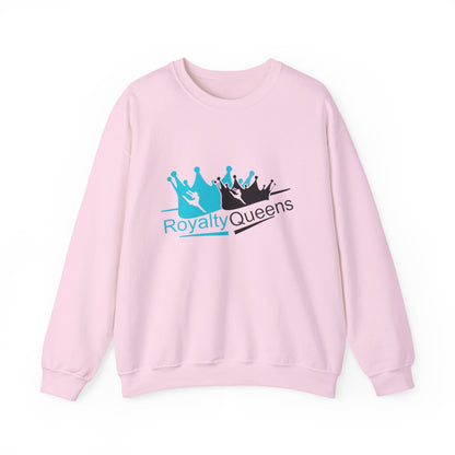 Crewneck Sweatshirt - "Royalty Queens" Crown Logo Graphic (Blue & Black)