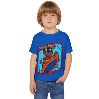 Toddler Graphic T-Shirt, Fun Surfing Dog Design, Kids Beachwear, Playful Summer Outfit, Birthday Gift for Boys & Girls