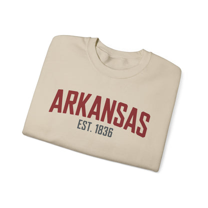 Arkansas Crewneck Sweatshirt – "Arkansas Est. 1836" Classic State Pullover