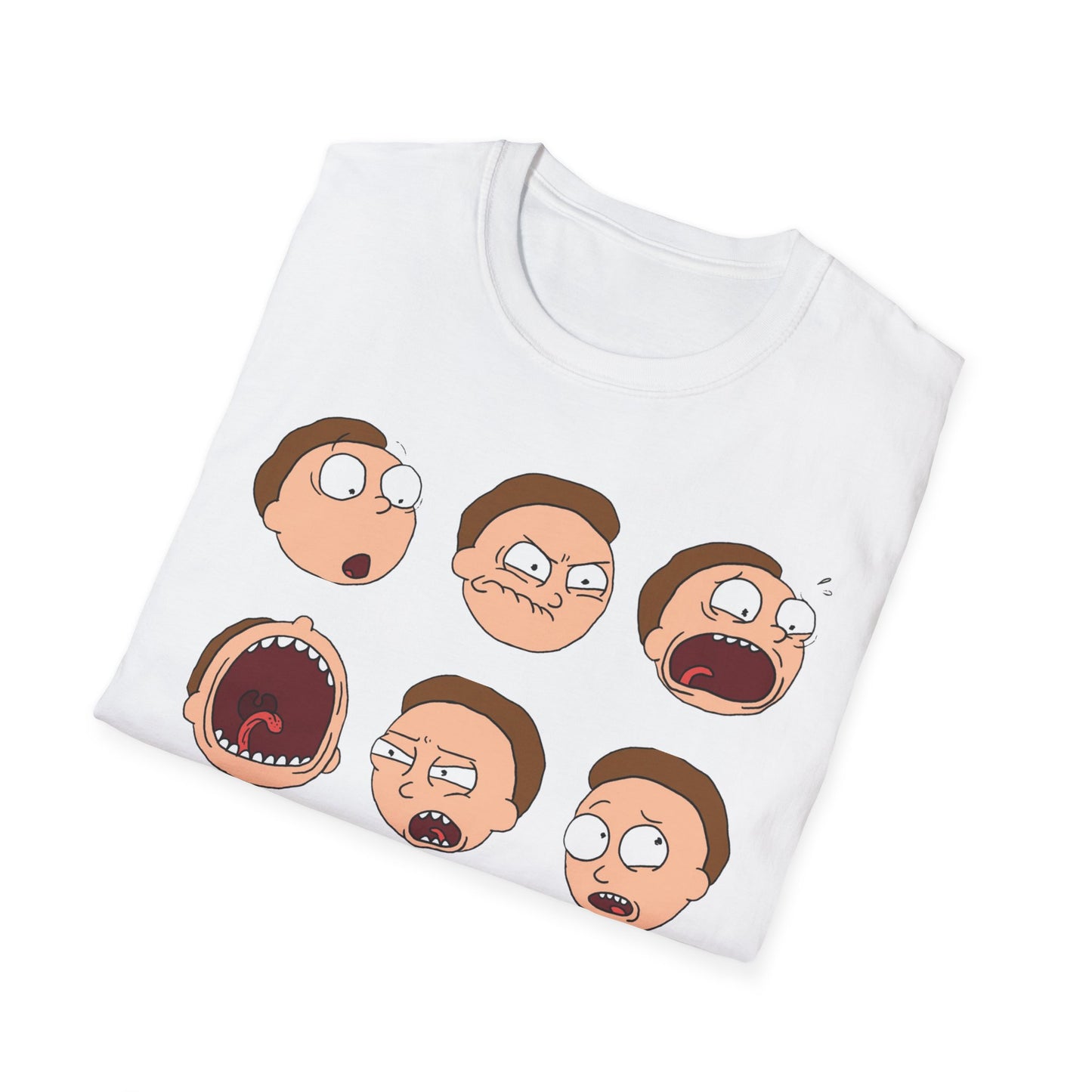 Funny Expressions Unisex Softstyle T-Shirt - Emotive Cartoon Faces